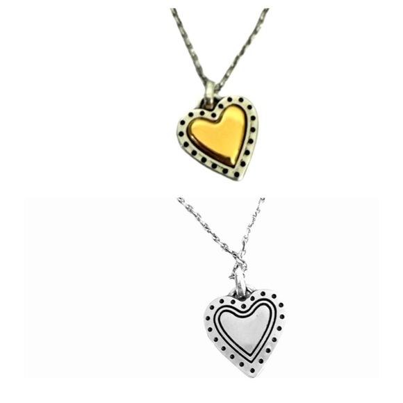 Brighton Jewelry - NEW Brighton Rendevous and Romance Reversible Heart Pendant Necklace Silver Gold